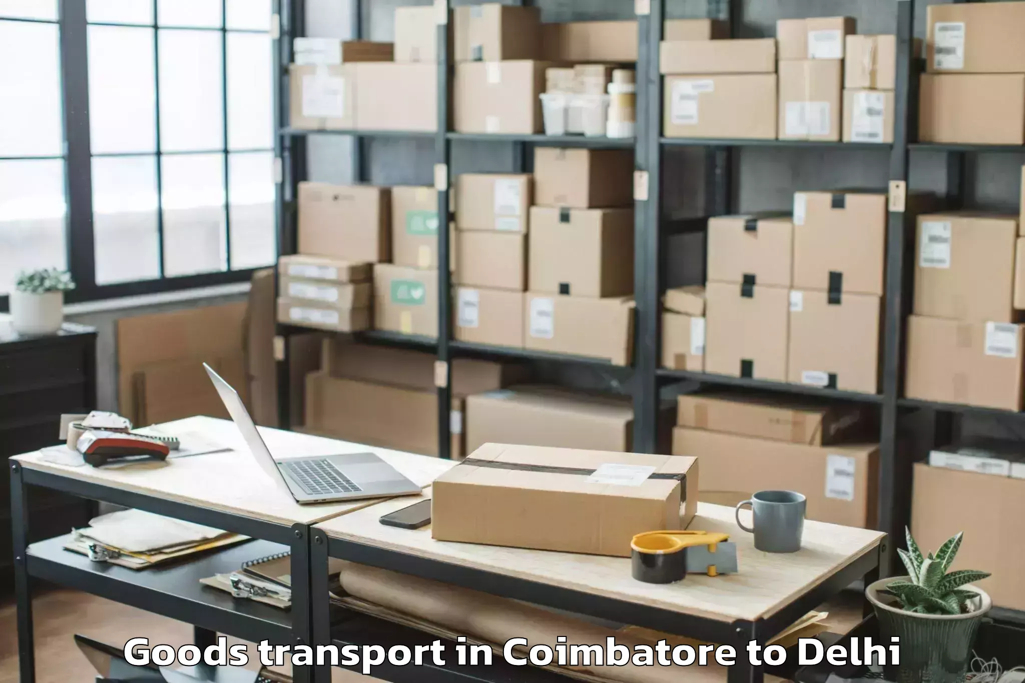 Top Coimbatore to Seema Puri Goods Transport Available